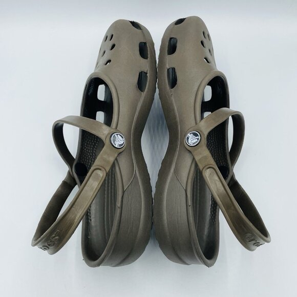 Crocs Shoes Womens Size 10 Brown Slip On Comfort Huaraches Lightweight Strappy - Picture 11 of 11